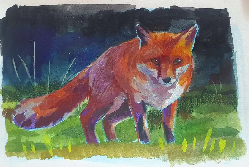 gouache of a fox